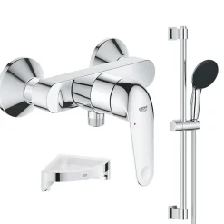 Colonne De Douche Mécanique|Grohe Mitigeur douche mécanique Swift 2023 + Ensemble de douche 2 jets avec barre + Tablette de douche d'angle