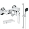 Grohe Mitigeur douche mécanique Swift 2023 + Ensemble de douche 2 jets avec barre + Panier douche