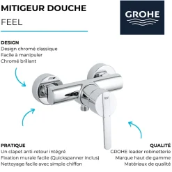 Robinet De Douche|Grohe Mitigeur douche mécanique Feel