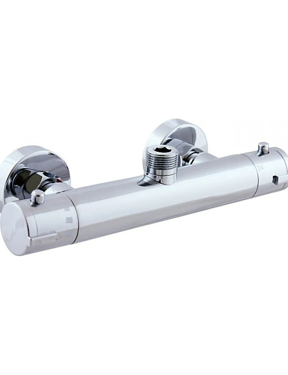 Robinet De Douche|Rav Mitigeur douche mural thermostatique laiton chromé sortie douchette haut-Argenté-Sans douchette-Argenté--28.50 -