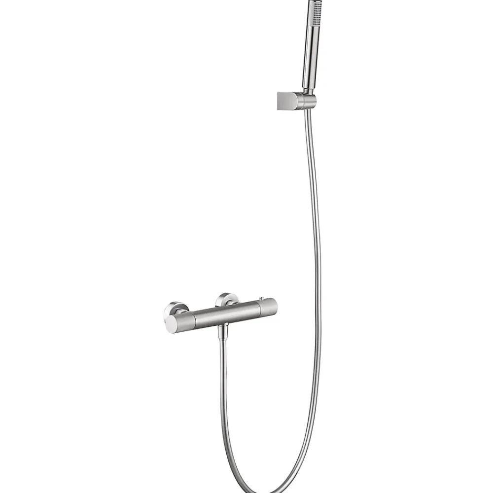 Colonne De Douche Encastrable|Imex Products Mitigeur douche thermostatique nickel brosse en laiton et zamac avec support et flexible