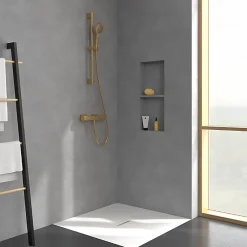 Villeroy & Boch Mitigeur douche thermostatique VILLEROY ET BOCH Universal rectangle + Ensemble de douche Verve Showers 3 jets Or brossé