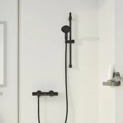 Grohe Mitigeur douche thermostatique Precision Start + Ensemble de douche avec barre 2 jets + Tablette de douche d'angle