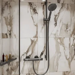 Hansgrohe Mitigeur douche thermostatique Ecostat Comfort noir chromé brossé