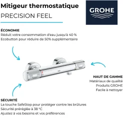 Grohe Mitigeur douche thermostatique Quickfix Precision Feel + microfibre