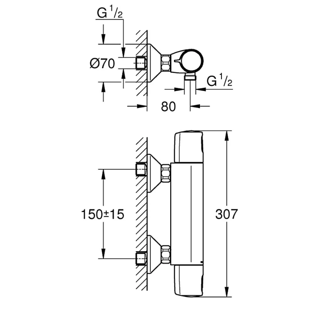 Robinet De Douche|Grohe Mitigeur douche thermostatique Quickfix Precision Trend + microfibre