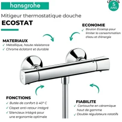 Hansgrohe Mitigeur douche thermostatique Ecostat Universal chromé