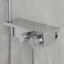 Robinet De Douche|GoodHome Mitigeur douche thermostatique chrome Kolima
