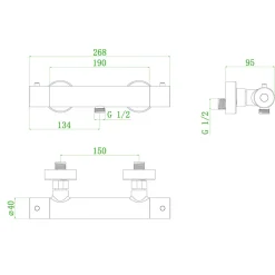 Essebagno Mitigeur douche thermostatique cuivre brossé Luisa