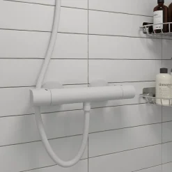Robinet De Douche|GoodHome Mitigeur douche thermostatique blanc Cavally