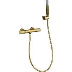 Colonne De Douche Encastrable|Imex Products Mitigeur douche thermostatique or brosse en laiton avec support ABS et flexible PVC