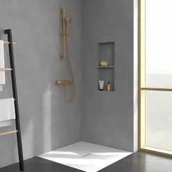 Villeroy & Boch Mitigeur douche thermostatique VILLEROY ET BOCH Universal rond + Ensemble de douche Verve Showers 3 jets Or brossé