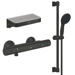 Grohe Mitigeur douche thermostatique Precision Start + Ensemblede douche avec barre 2 jets + Panier douche