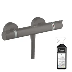Robinet De Douche|Hansgrohe Mitigeur douche thermostatique Ecostat Comfort noir chromé brossé + Nettoyant Briochin