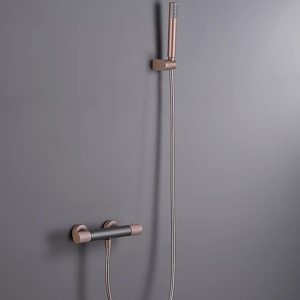 Colonne De Douche Encastrable|Imex Products Mitigeur douche thermostatique champagne en laiton et zama avec flexible PVC