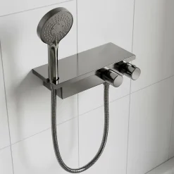 GoodHome Mitigeur douche thermostatique titane Kolima