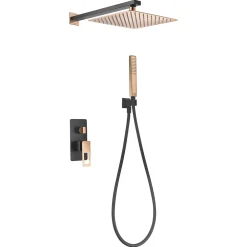 Imex Products Mitigeur encastre douche 2 voies noiroro rosa acier et laiton avec pommeau 25x25 cm