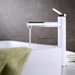 Robinet Lave-Mains|Kroos Mitigeur haut vasque Blanc & Chromé - Graffias