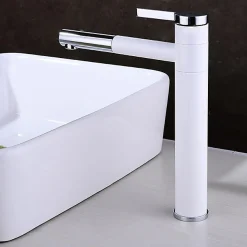 Robinet Lave-Mains|Kroos Mitigeur haut vasque Blanc & Chromé - Graffias