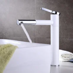 Robinet Lave-Mains|Kroos Mitigeur haut vasque Blanc & Chromé - Graffias
