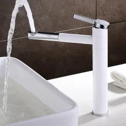 Robinet Lave-Mains|Kroos Mitigeur haut vasque Blanc & Chromé - Graffias