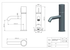 Essebagno Mitigeur lavabo bas avec vidage en laiton doré et marbre blanc, Manopola