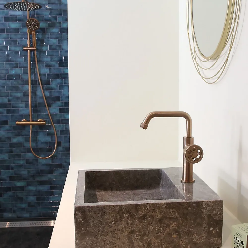 Essebagno Mitigeur lavabo bas cuivre brossé Indus