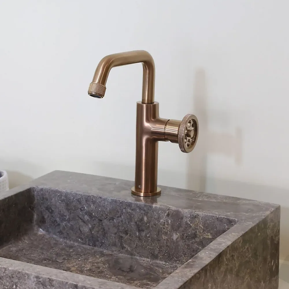 Essebagno Mitigeur lavabo bas cuivre brossé Indus
