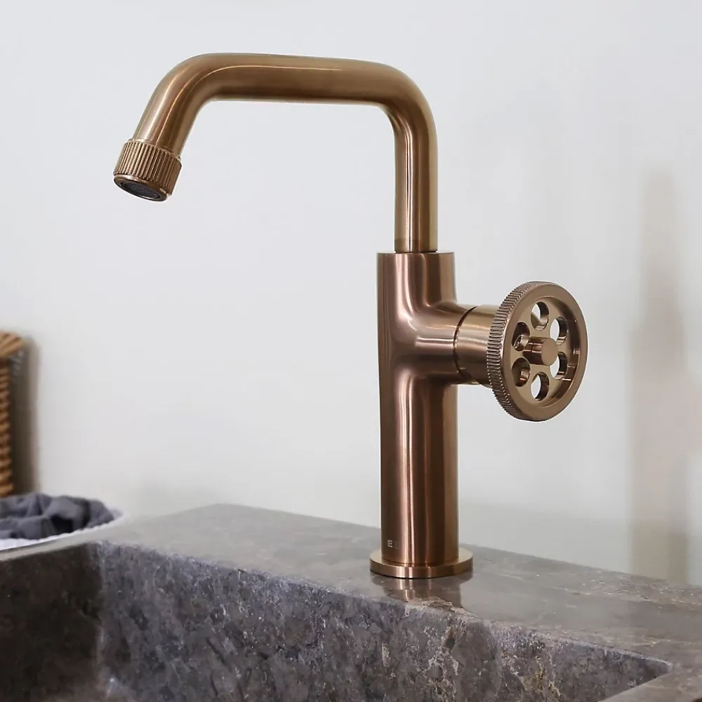 Essebagno Mitigeur lavabo bas cuivre brossé Indus