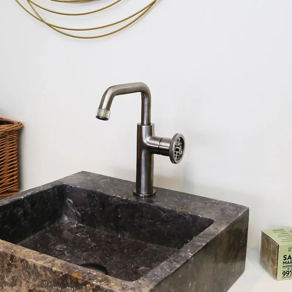 Robinet Lavabo Et Vasque|Essebagno Mitigeur lavabo bas façon inox Indus