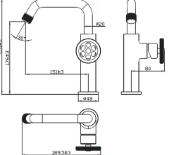 Essebagno Mitigeur lavabo bas gris gun métal Indus