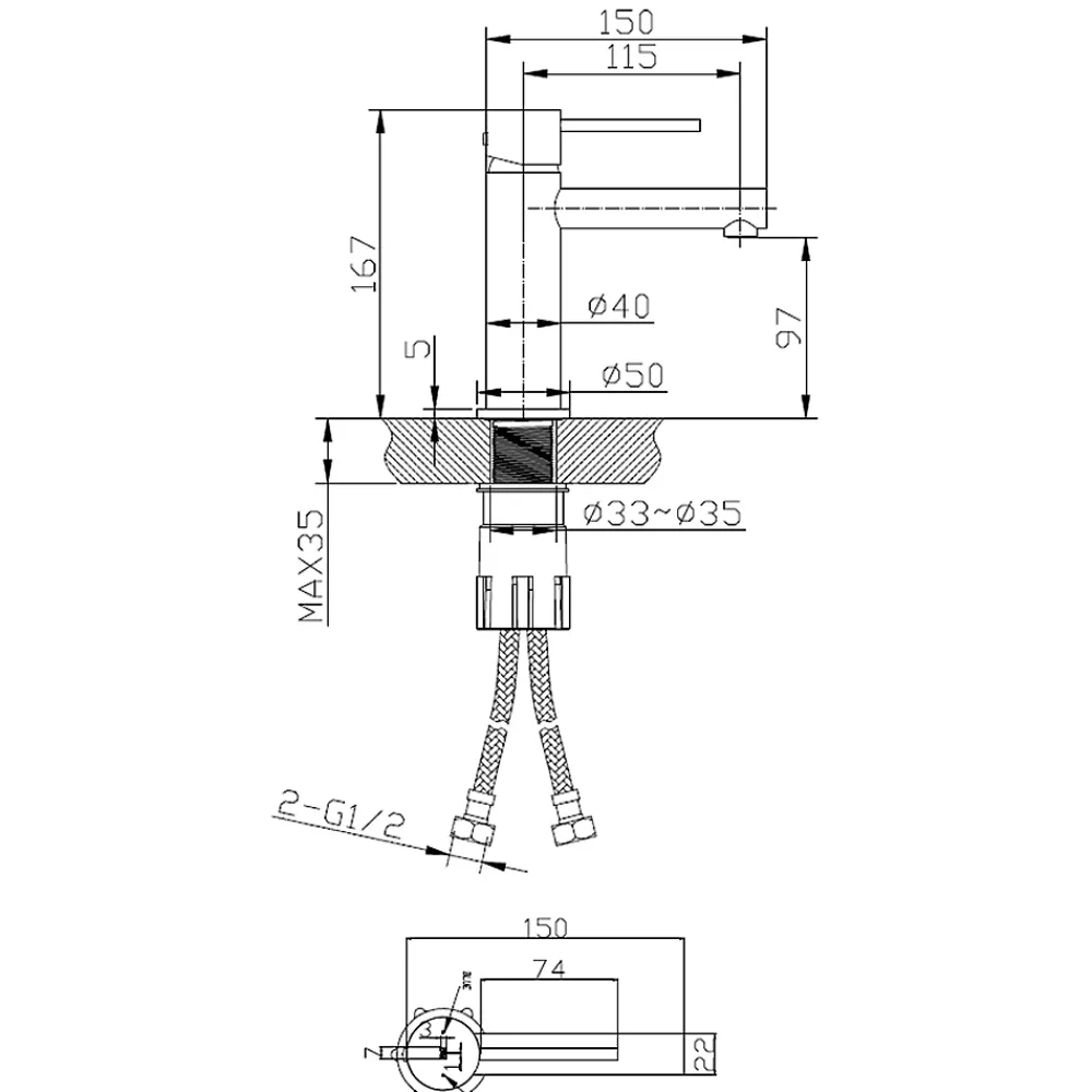 Robinet Lavabo Et Vasque|Essebagno Mitigeur lavabo bas noir Envol