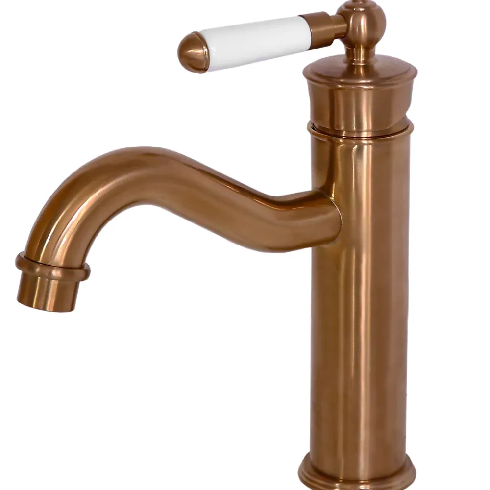 Robinet Lavabo Et Vasque|Essebagno Mitigeur lavabo bas rétro cuivre brossé Leeds