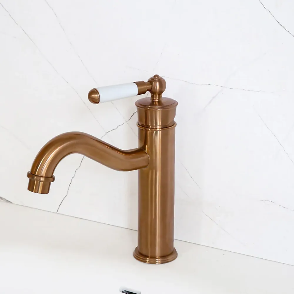 Robinet Lavabo Et Vasque|Essebagno Mitigeur lavabo bas rétro cuivre brossé Leeds