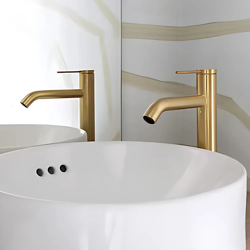Robinet Lavabo Et Vasque|Jacob Delafon Mitigeur lavabo bec haut Grands Boulevards sans vidage Laiton brossé