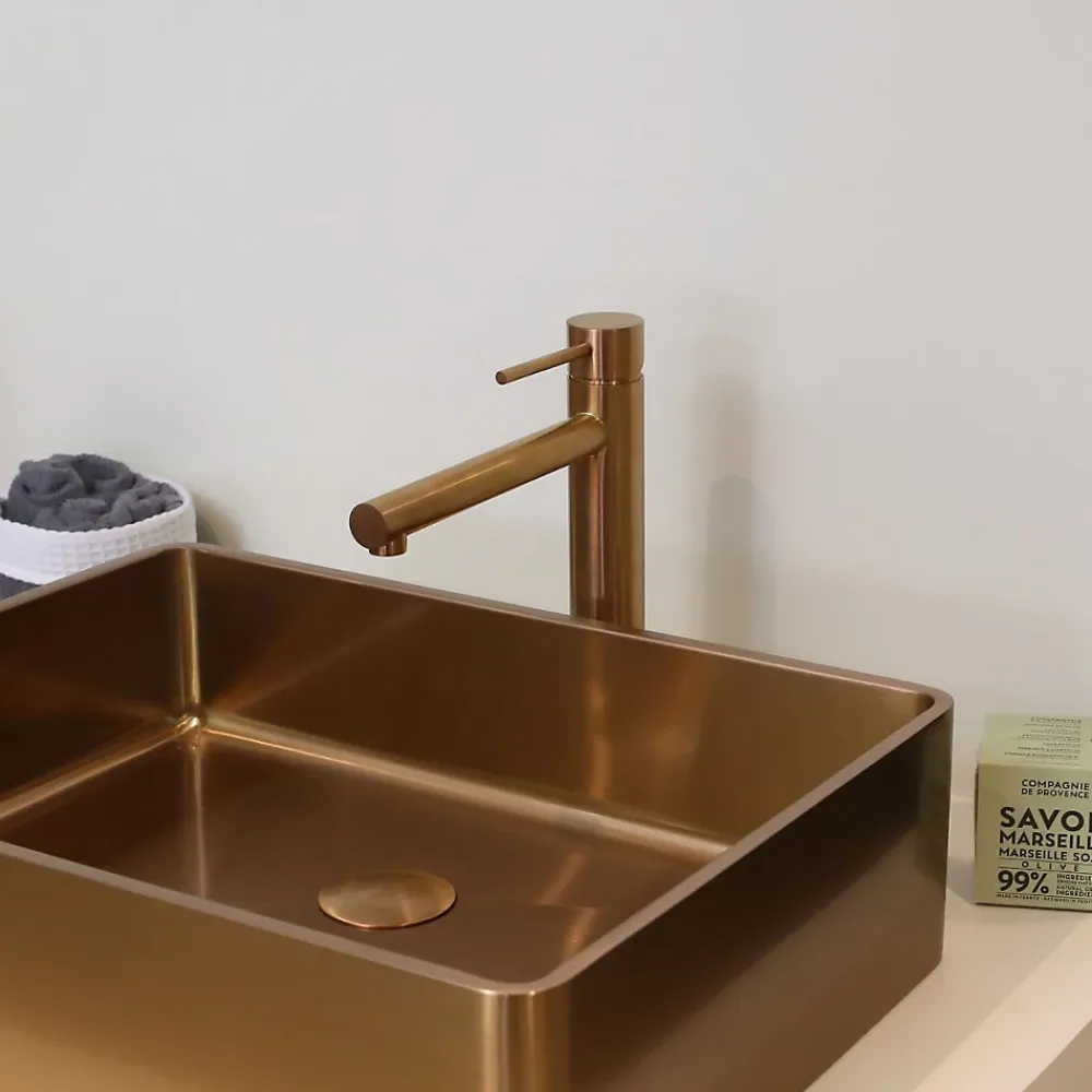 Robinet Lavabo Et Vasque|Essebagno Mitigeur lavabo haut cuivre brossé Luisa