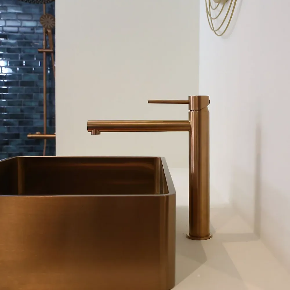 Robinet Lavabo Et Vasque|Essebagno Mitigeur lavabo haut cuivre brossé Luisa