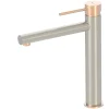 Robinet Lavabo Et Vasque|Essebagno Mitigeur lavabo haut façon inox et or rose Envol