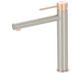 Robinet Lavabo Et Vasque|Essebagno Mitigeur lavabo haut façon inox et or rose Envol
