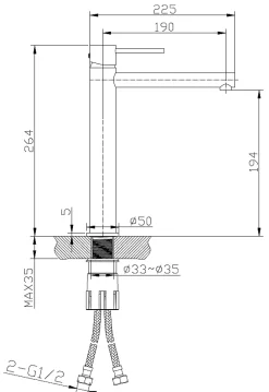 Robinet Lavabo Et Vasque|Essebagno Mitigeur lavabo haut façon inox et or rose Envol