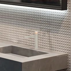 Robinet Lavabo Et Vasque|Essebagno Mitigeur lavabo haut façon inox et or rose Envol