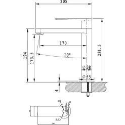 Robinet Lavabo Et Vasque|Essebagno Mitigeur lavabo haut gris gun métal Allure