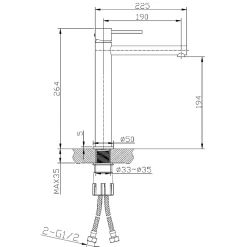 Essebagno Mitigeur lavabo haut noir Envol
