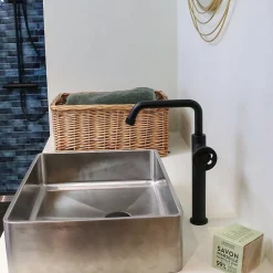 Essebagno Mitigeur lavabo haut noir Indus