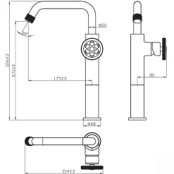 Essebagno Mitigeur lavabo haut noir Indus