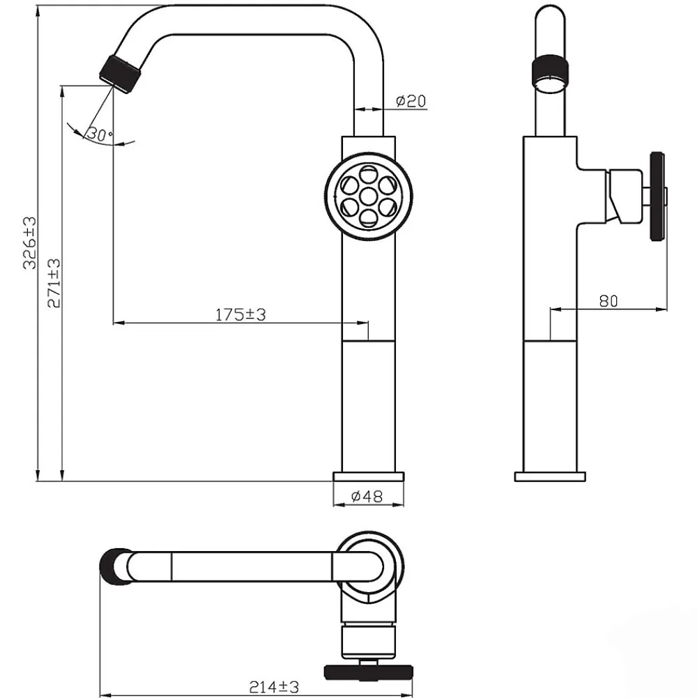 Essebagno Mitigeur lavabo haut noir Indus