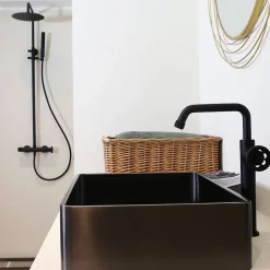 Essebagno Mitigeur lavabo haut noir Indus