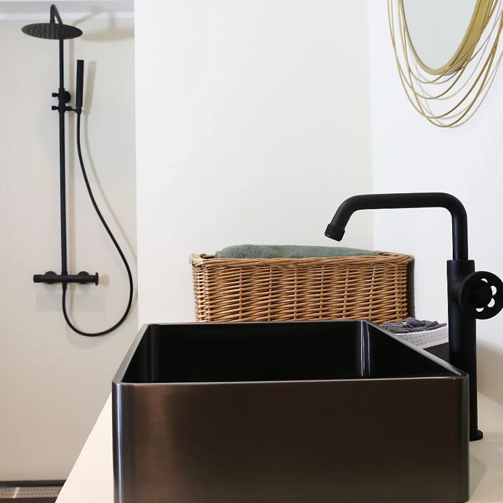 Essebagno Mitigeur lavabo haut noir Indus