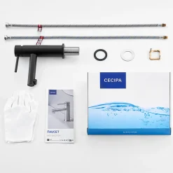 Cecipa Max Mitigeur Lavabo, Robinet Lavabo ,Robinet de Salle Bain à économie d'eau Monocommande avec Aérateur Démotable, Noir