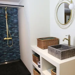 Essebagno Mitigeur lavabo rétro bas or brossé Leeds